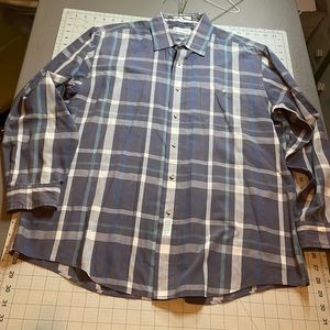 Four Winds Large Men’s Plaid Gray,Blue,White & Teal Shirt